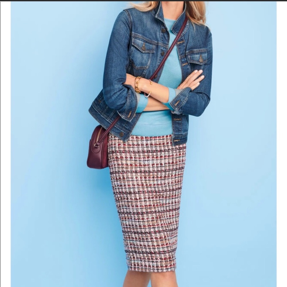 NWOT Talbots Summer Colored Cotton Textured Tweed Pencil Skirt